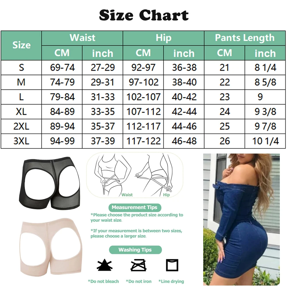 Women\'s Hollow Sexy Panties Butt Lifter Shapewear Tummy Control Bigger Butt Shaper Sexy Ass Briefs Underwear Nude Black S-3XL