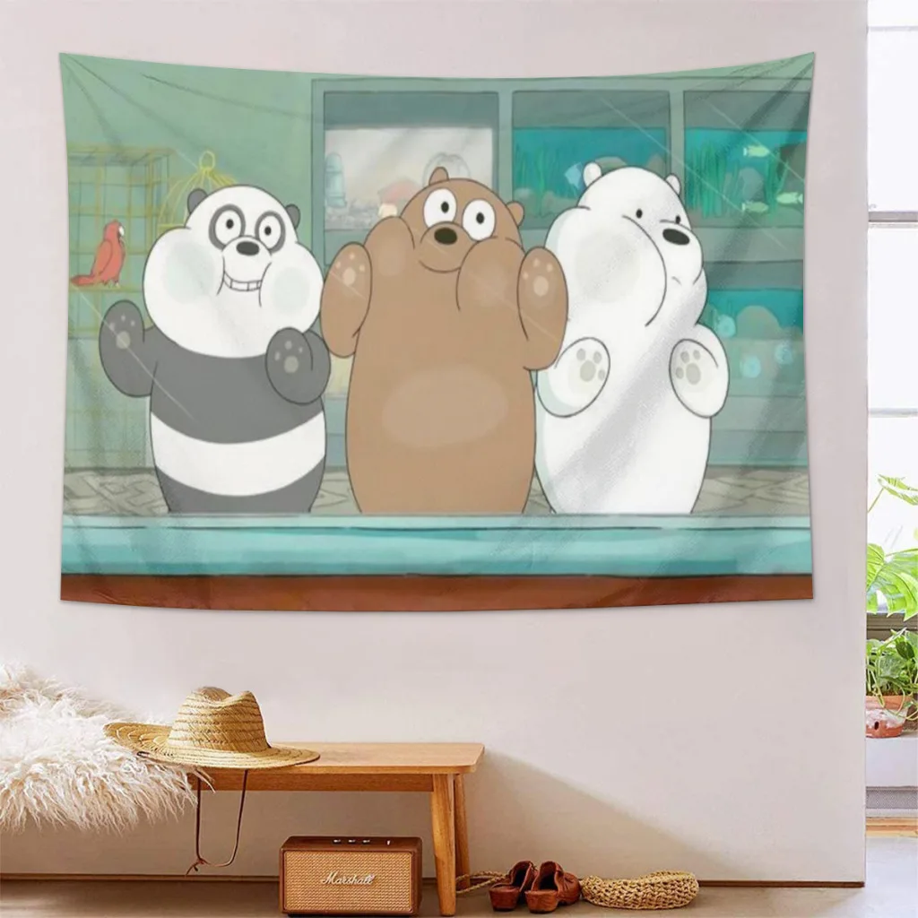 We Bare Bears Fabric Tapestry    for Wall Bedroom Room Decorating Items