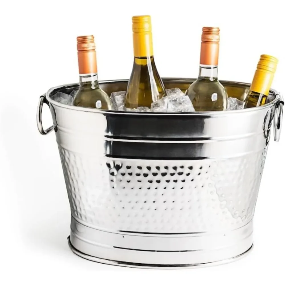 

Living Beverage Tub Large Ice Bucket with Handles Single Wall Stainless Steel Ice Bucket and Cooler for Wine, Drinks, Bar, Party