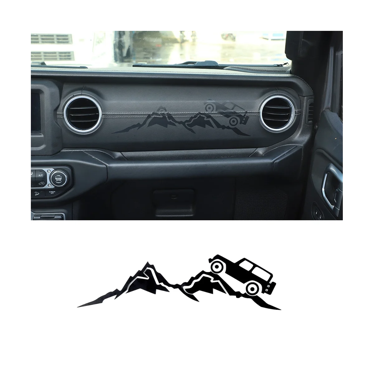 For Jeep Wrangler JL Gladiator JT 2018-2023 Dashboard Glove Box Mountain Scene PVC Decal Sticker Accessories