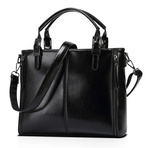 

LANZHIXIN Large Oil Wax Bag Famous Brand Desginer Splicing Leather Handbags Tote Shoulder Bags for Women 2018