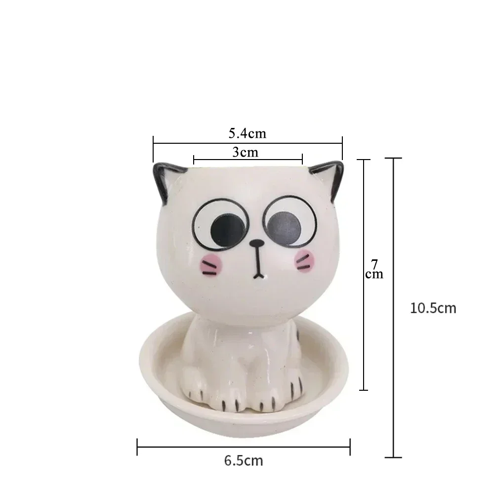 Ceramic Flowerpot Mini Cat Shaped Cartoon Cute Potted Plant Desktop Potted Expression Cat Plant Pot Desk Decorate Small Ornament