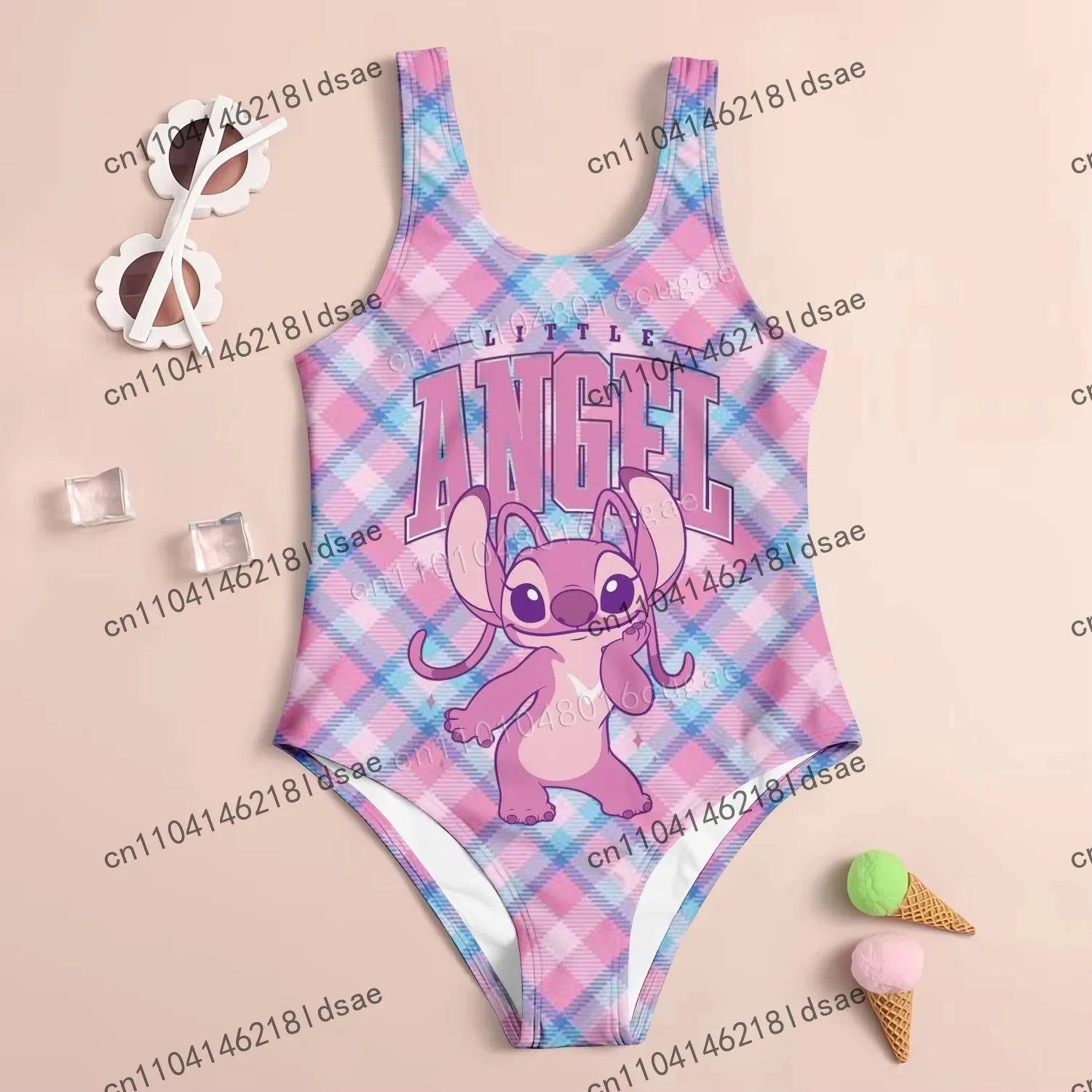 

Купальник для девочек с 3D принтом «Ангел», пляжный спортивный костюм на открытом воздухе, полиэстер, быстросохнущая защита от ультрафиолета, мультяшный праздник Lilo & Stitch Y2K