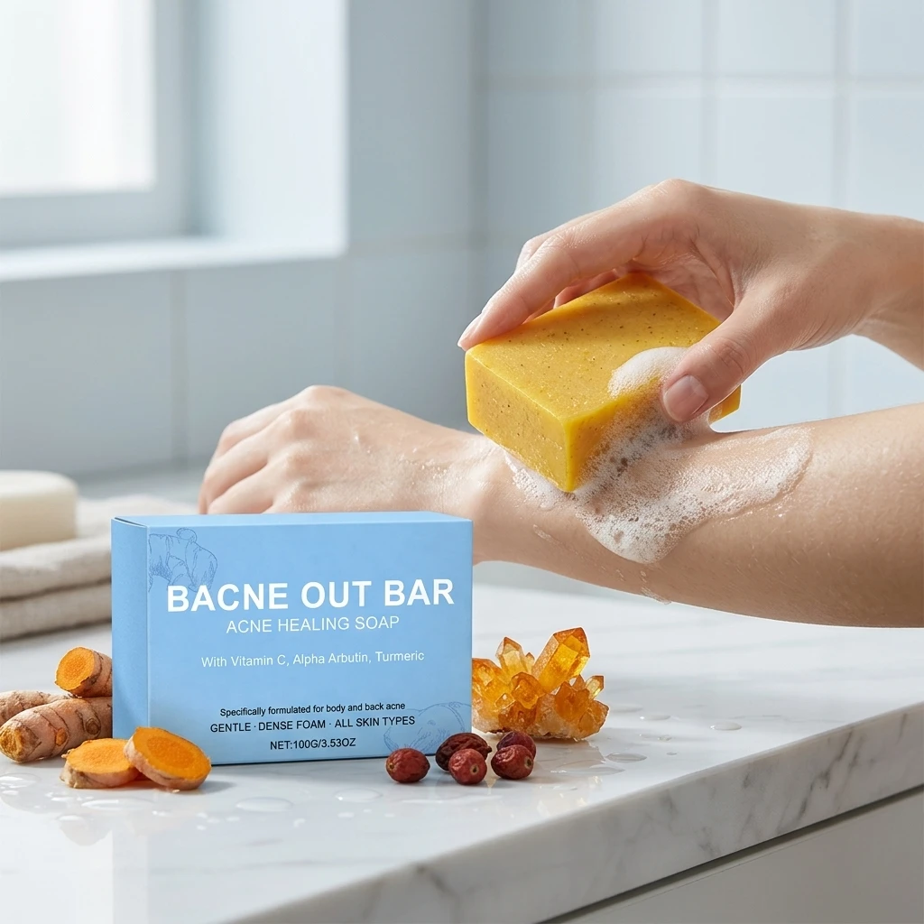 Turmeric Cleansing Soap Effectively Removes Body Acne Deep Cleansing Rich Foam Eliminates Body Odor Gently Exfoliates Body Soap