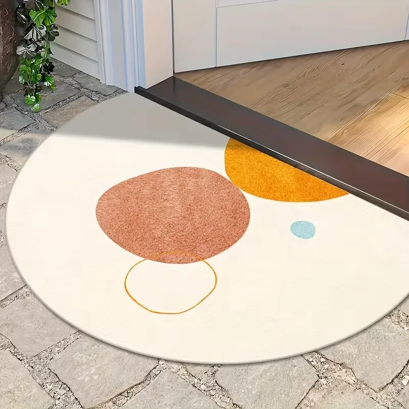 Minimalist Abstract Geometric Half-Round Doormat Modern Art Entrance Rug Non-Slip Soft Carpet for Front Door Entryway