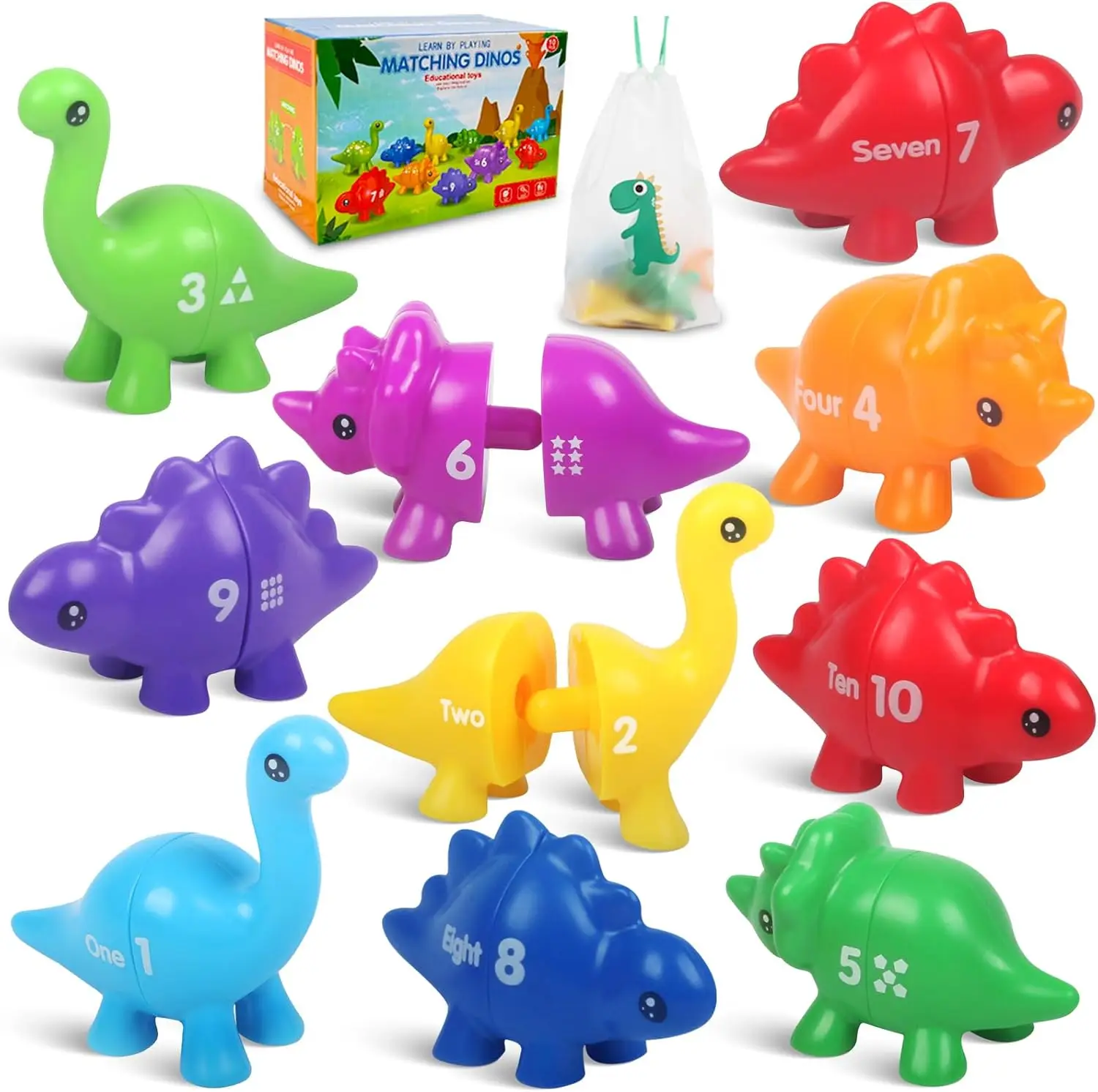 ABC Alphabet Dinosaurs Matching Learning Toy for Kids Double-Sided Match Letter Montessori Preschool Educational Learning Toys