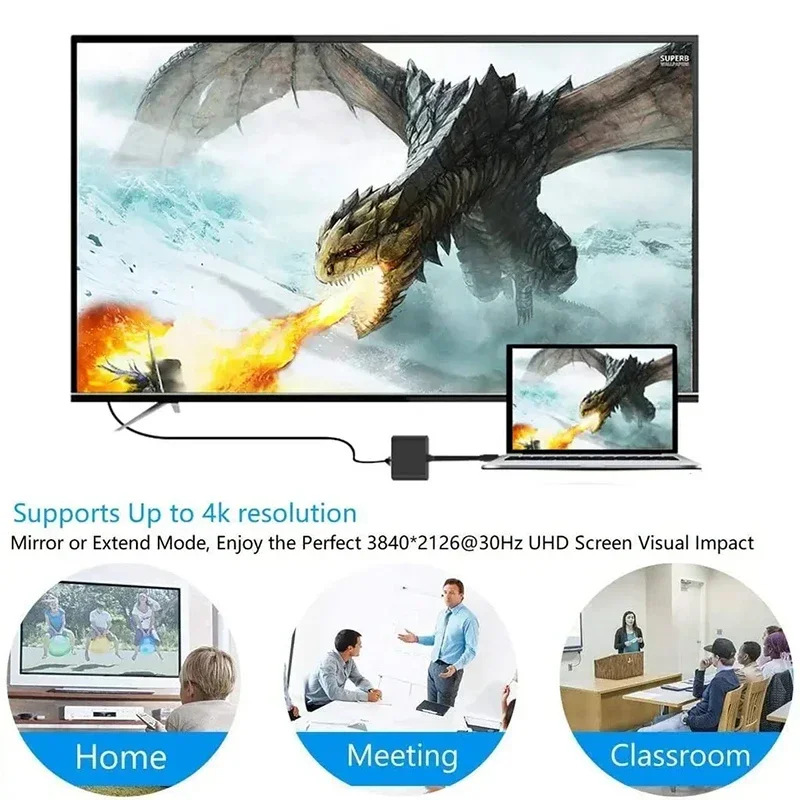 محول كابل USB-C إلى HDMI 3 في 1 لهاتف سامسونج هواوي ماك NS USB 3.1 نوع C إلى HD 4K USB 3.0 كابل محول