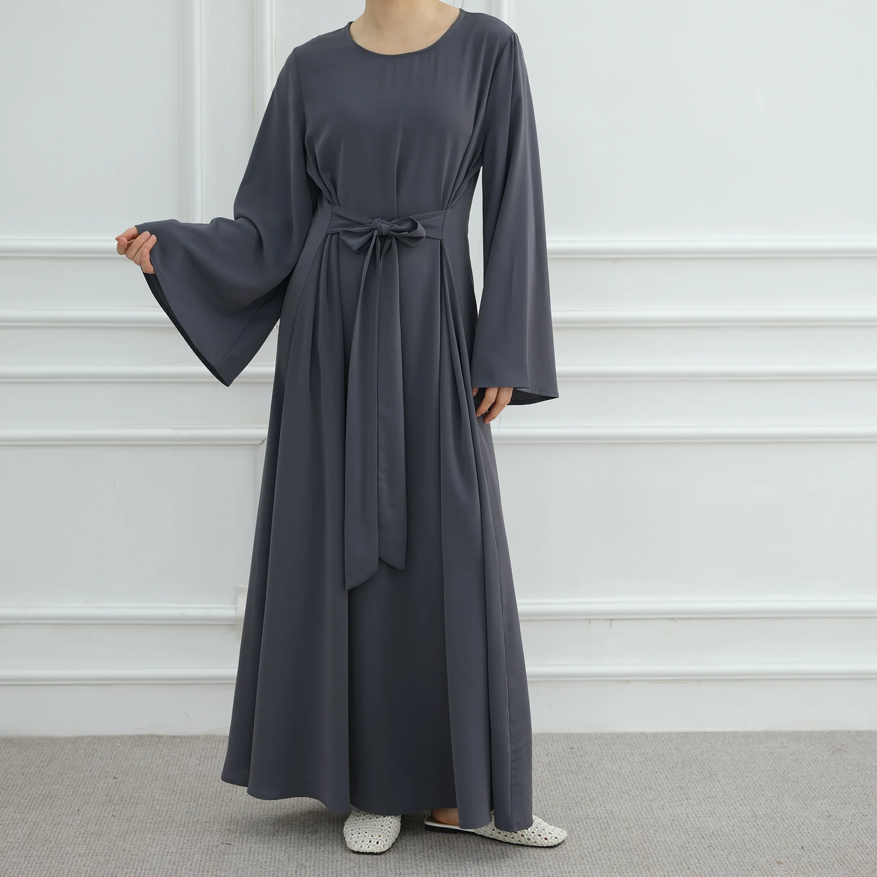 

Belted Abaya for Modest Women Dubai Prayer Dress Long Sleeve Kaftan Turkey Arabic Robe Islamic Caftan Femme Musulmane Vestidos
