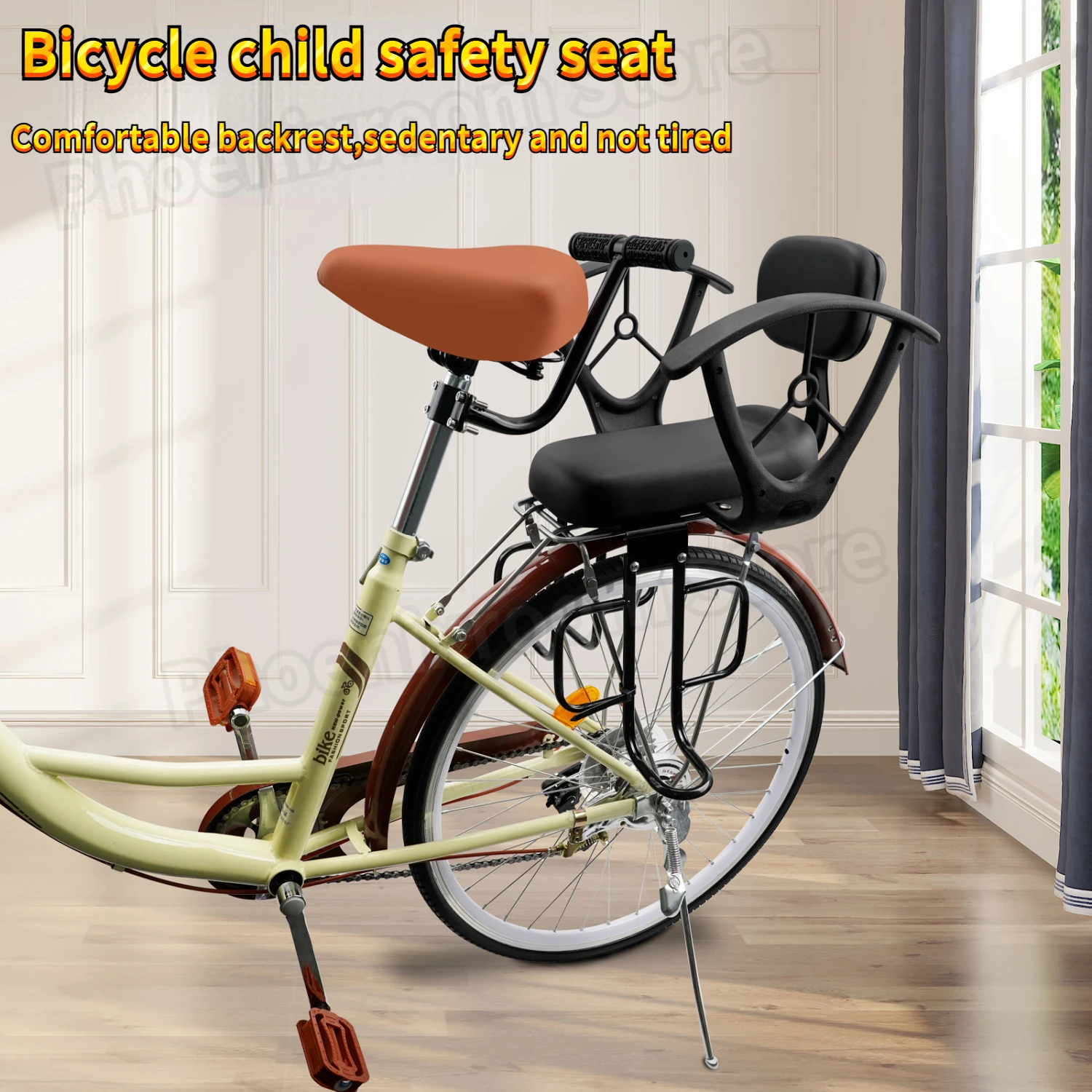 Bicycle Rear Child Seat Waterproof Comfortable Cushion with Backrest Mountain Bike Thickened Cushion Seat with Pedals