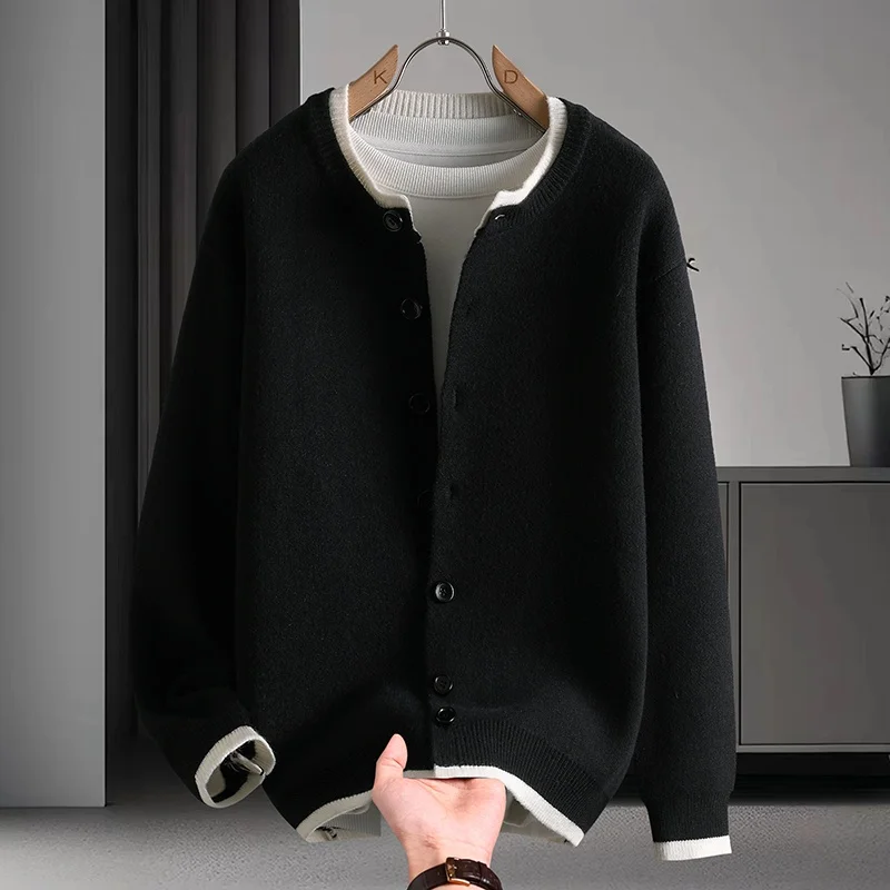 

Casual Loose Men's Knitted Sweater Cardigan Faionable Korean Sle Autumn Youth Ciwalk Polyester Fiber Long Sve No Collar