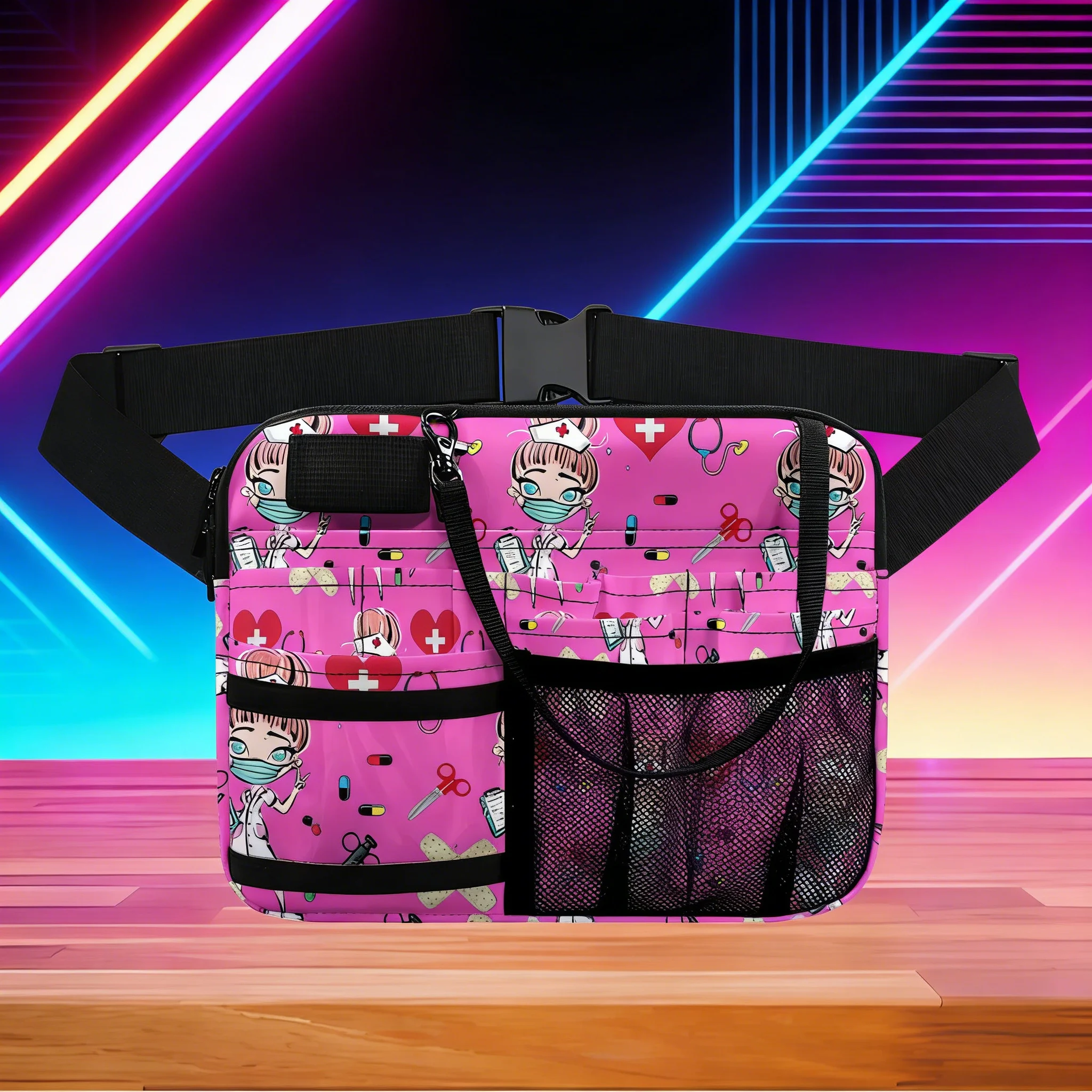 

Rainbow Themed Nurse Fanny Pack Waterproof Medical Utility Belt for Hospital