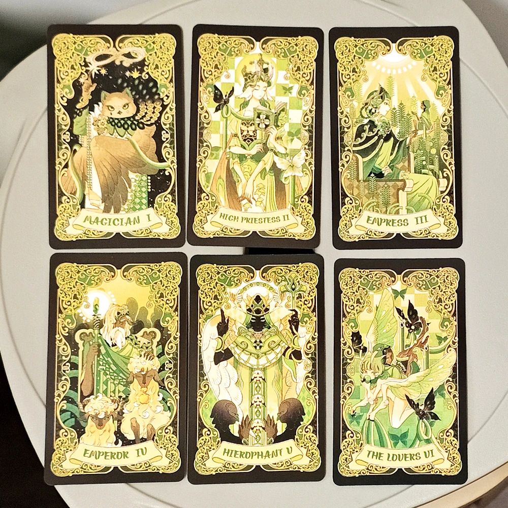 78 cartas de tarot basadas en RWS Green Trace Tarot - Baraja impulsada por cuentos 10,3*6 cm, adivinación mística, guía espiritual