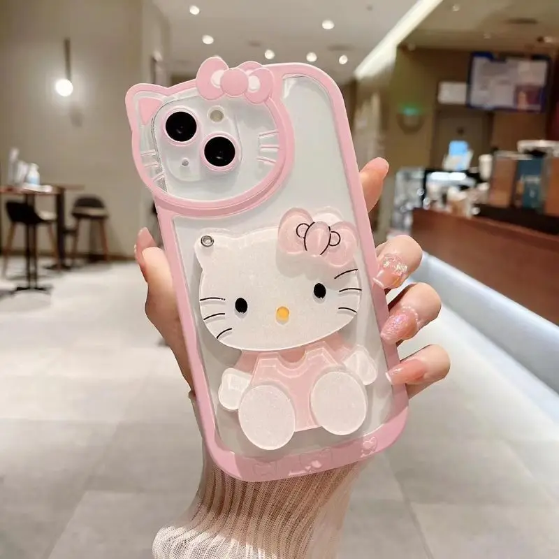 Sanrio Hello Kitty Kawaii Cartoon Phone Case For iPhone 15 14 13 12 11 Pro Max 7 8 Plus XR XS MAX Y2K Pink Girl Cute Back Cover