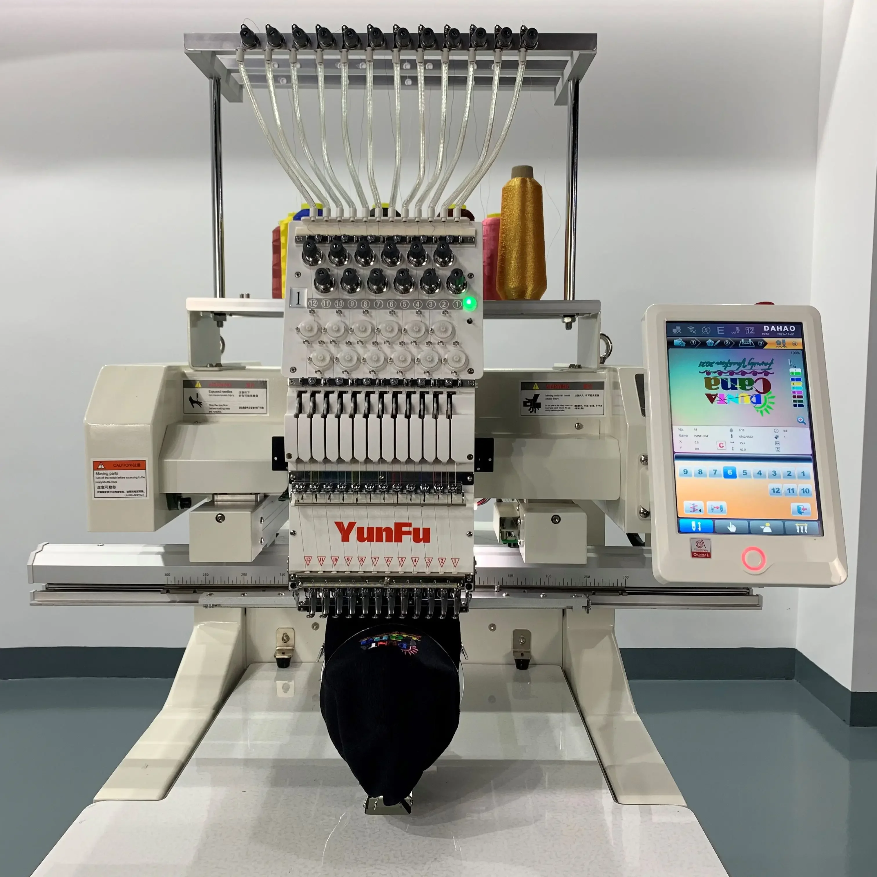 YunFu Single Head 400*600 Mm 24 Months Warranty Embroidery Machine 12 15 Needles 1200 RPM High Accuracy Embroidery Machine