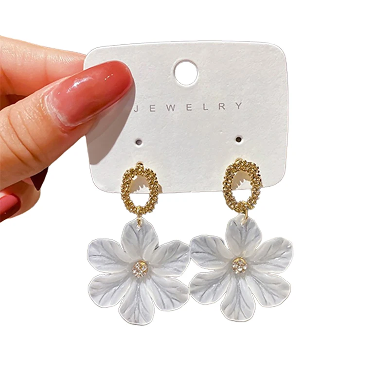 1 Paar koreanische neue Design Modeschmuck übertrieben weiß Acryl Zirkon große Blume Ohrring