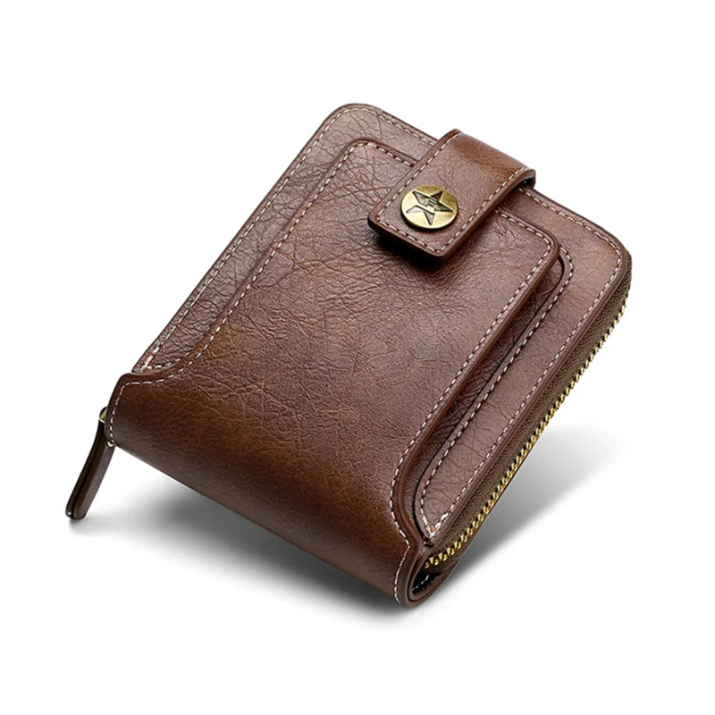 Vintage Men's Wallet PU Leather Short Purse Men Hasp Zipper Clutch Solid Color Wallets High Quality Durable Convenient Wallets image 6