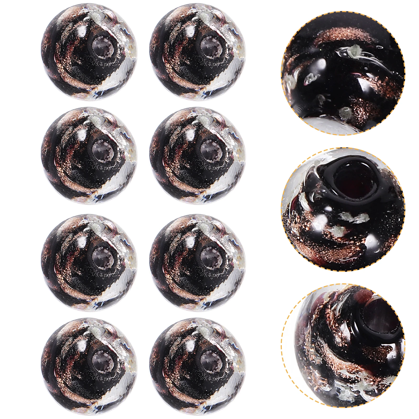 

50 Pcs Bracelet Luminous Glass Bead Spacer Beads Assorted for Jewelry Making Black