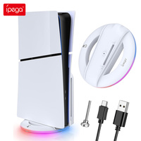 IPEGA Vertical Stand for PS5 Slim Console Disc and Digital with 14 Light Mode, RGB Base Stand for Playstation 5 Slim Console
