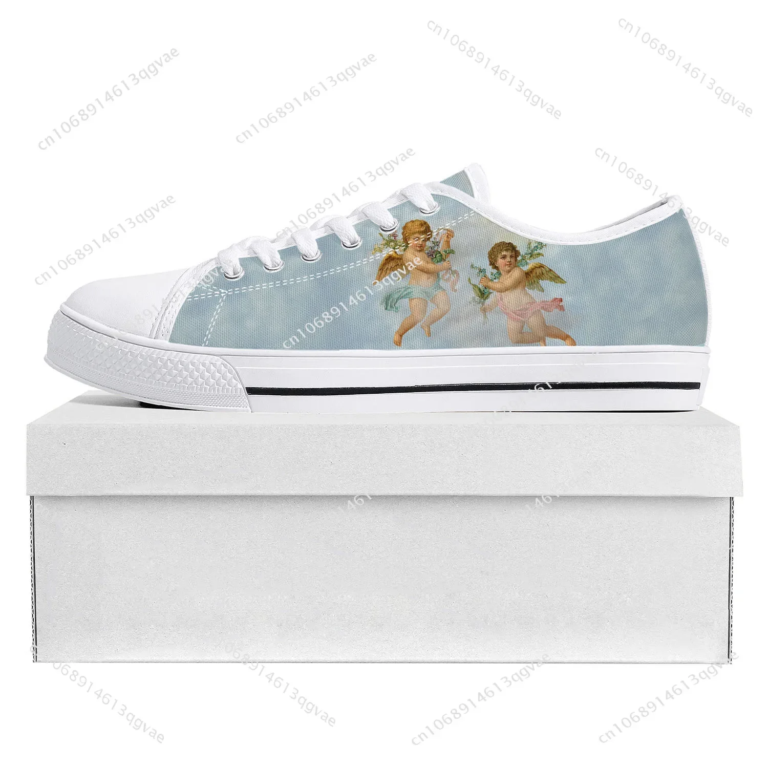 Angel Art Print Low Top High Quality Sneakers Mens Womens Teenager Canvas Sneaker Christian Vintage Angels Casual Couple Shoes