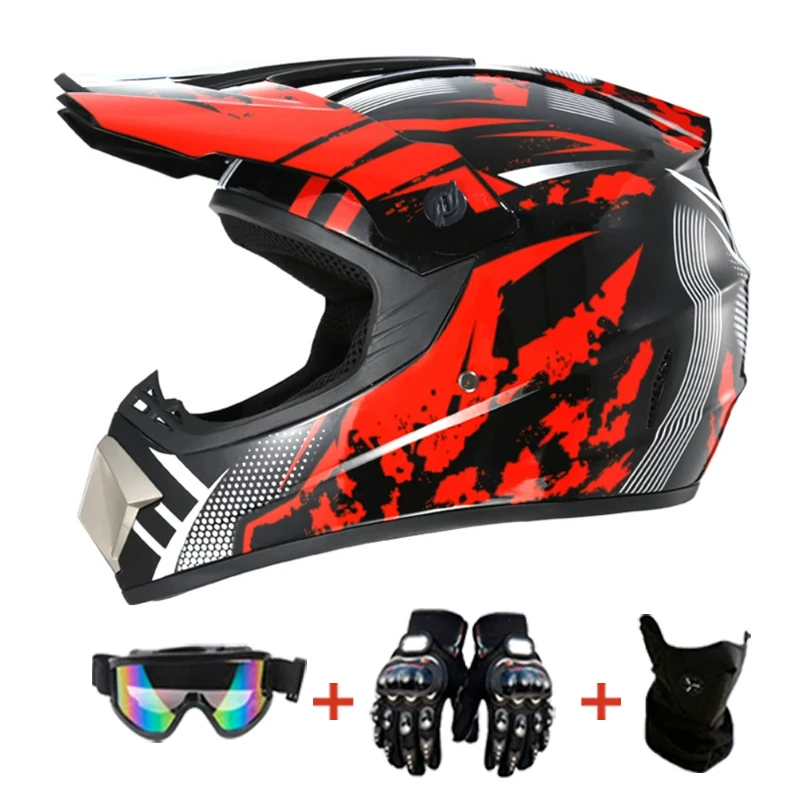 Kids MX Helmet Kit - DOT/ECE Certified Full-Face Helmet + Ventilated Off-Road Goggles + Riding Gloves image 6