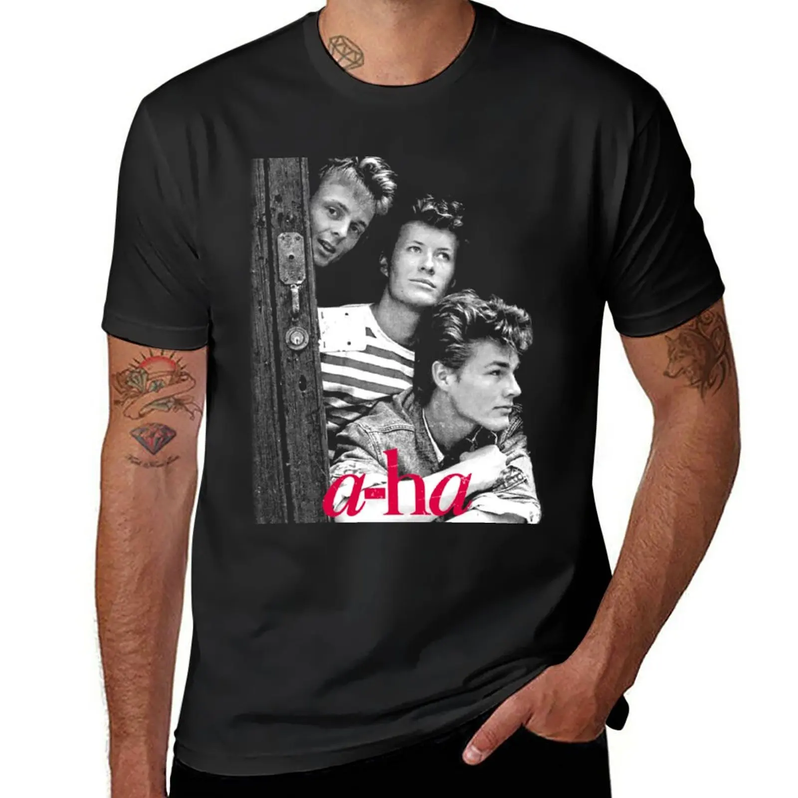 

New a-ha band 80s retro T-Shirt black t shirts Short sleeve tee tshirts for men