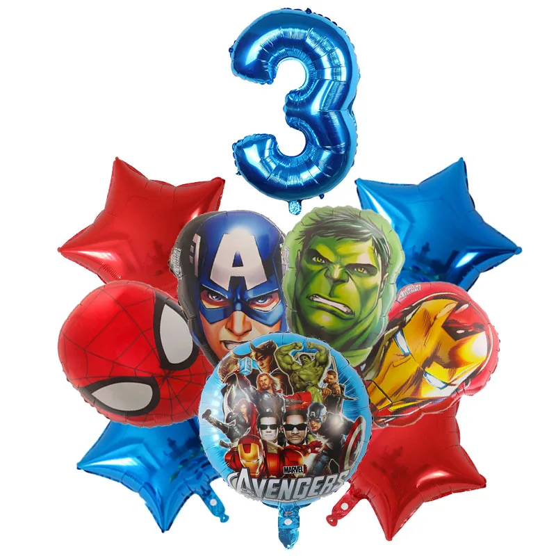 Ballons en aluminium de dessin animé pour enfants, SpidSuffolk, décoration de fête d'anniversaire, baby shower, Iron Man, ForeAir, jouets cadeaux, 10 pièces