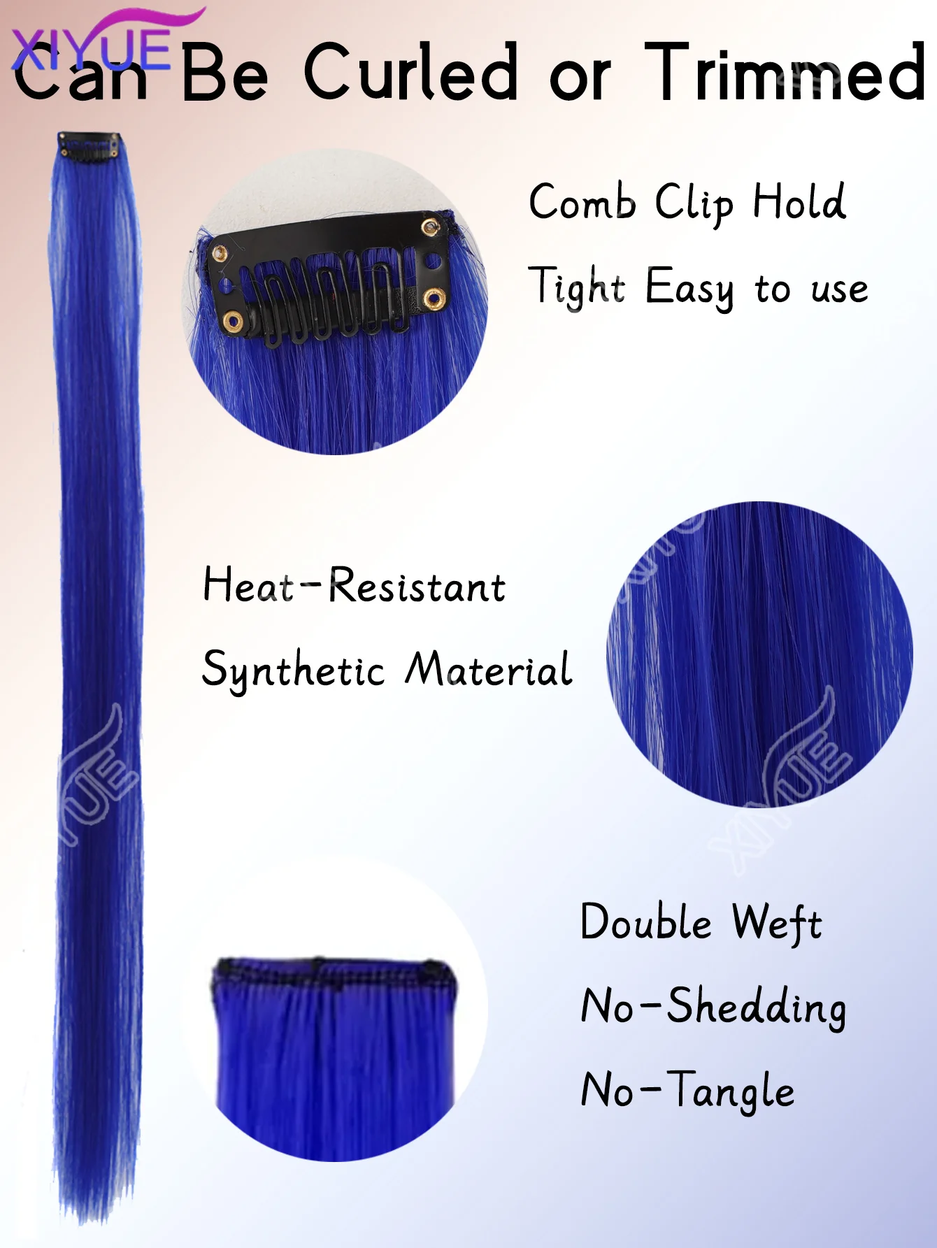 10 قطع من وصلات الشعر الاصطناعية باللونين الأحمر والأزرق بمشبك من SOlldag ملون للحفلات يسلط الضوء على قطعة شعر مستقيمة للأطفال والبنات والنساء #2