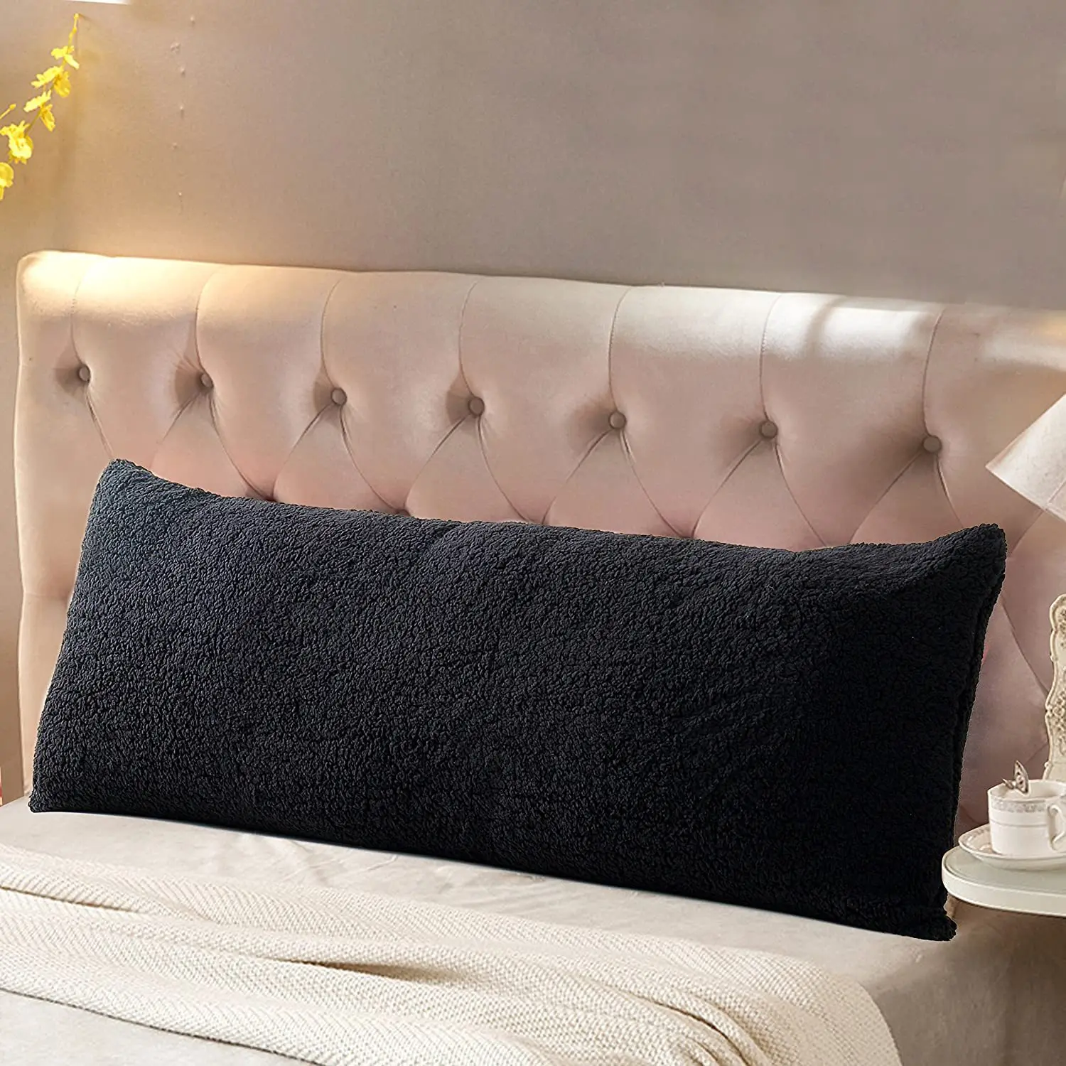Long Body Pillowcase Headrest Soft Bed Pillowcase Solid Color Pillow Case Backrest Sofa Cushion Pillow Cover No Pillow Filling