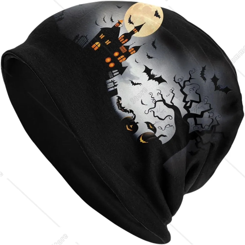 The Mysterious Halloween Night Beanie Chemo Hat Cancer Headwear Knit Hats Baggy Slouchy Skull Cap for Women Men Gifts