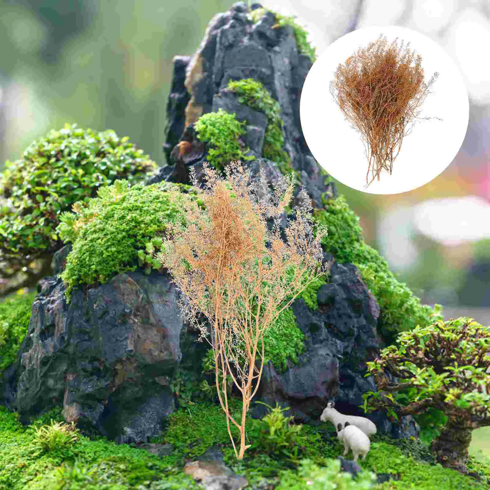 Micro-paisagem árvore mini mesa de areia planta modelo decoração grama artificial cenário trem adorno