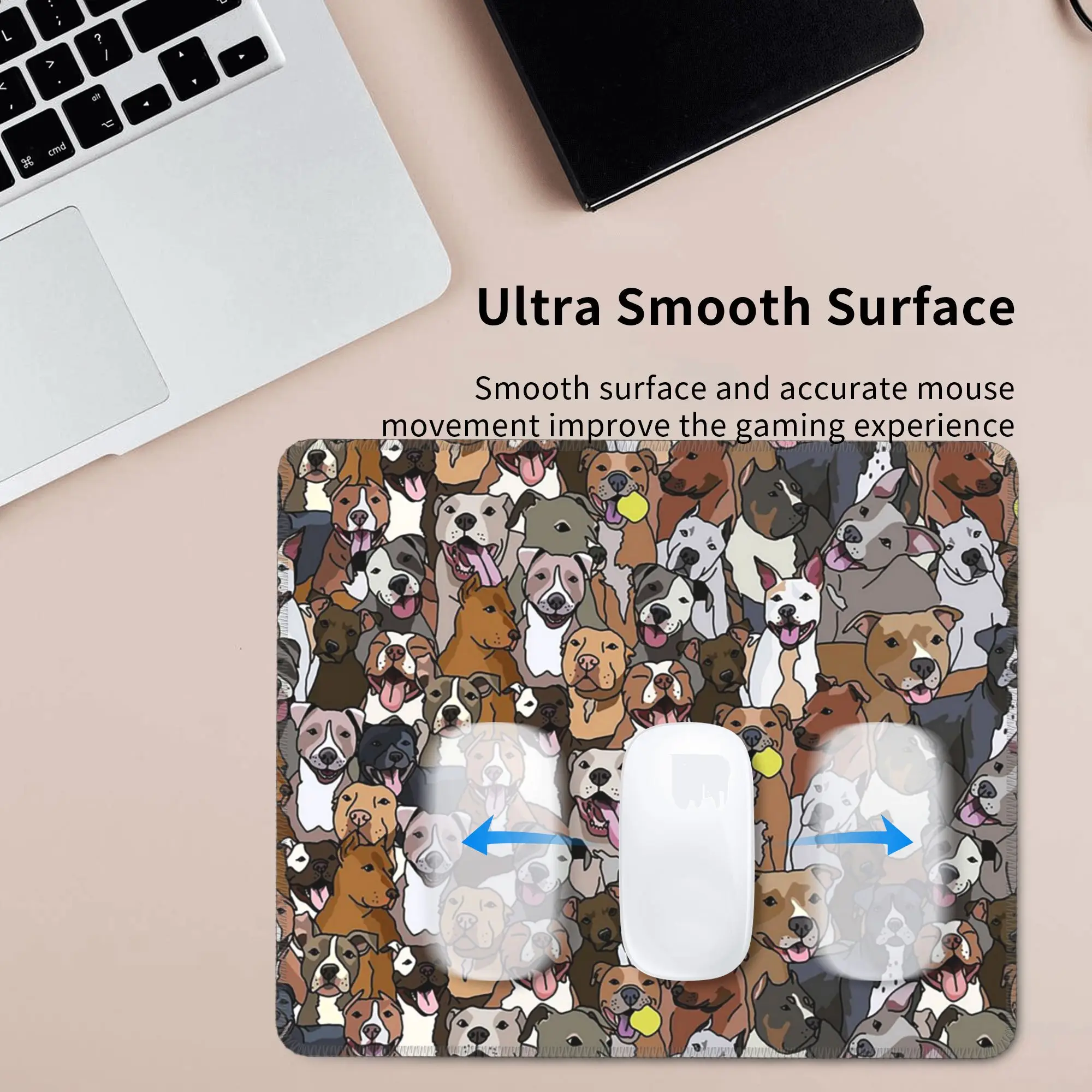 Pitbull Dog Pattern All The Mutts Mouse Pad Computer Keyboard Mouse Mat Gamer PC Laptop Desk Mat Office Accessories Table Mats