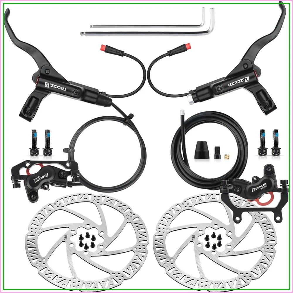 

4-Pistons Ebike Hydraulic Brake Set: Zoom H876E 2-PIN Power-Off Disc Brake Kit with 160mm/180mm Rotors and Adapter