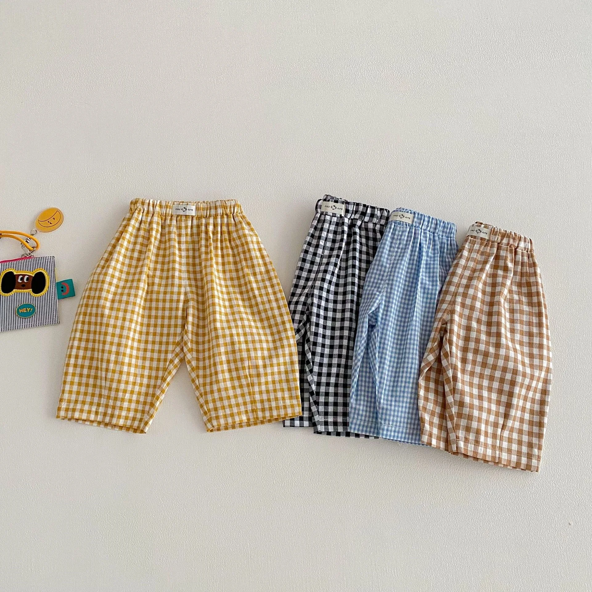 2026 New Spring 0-5Y Boys Pants Korean Style Plaid Straight-Leg Casual Pants Elastic Waist Children Clothing