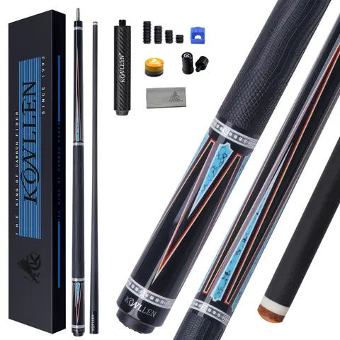 KONLLEN-palo de taco de billar profesional de fibra de carbono, KL-08, eje de baja deflección, con estuches gratis