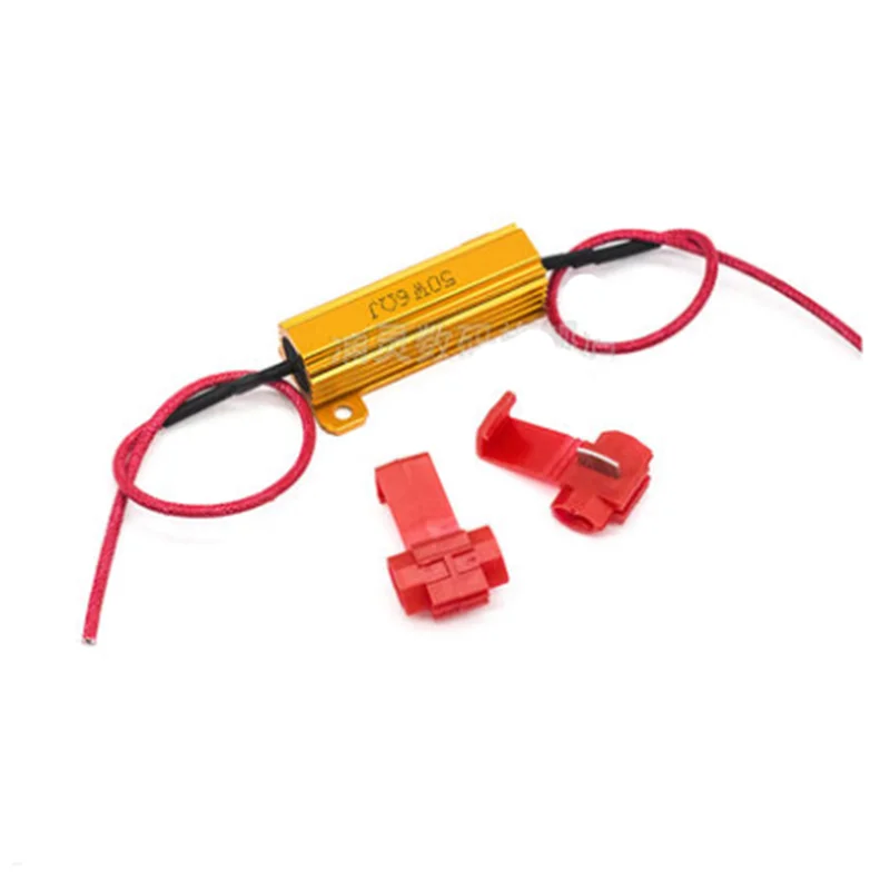 1PCS Auto Lamp LED Decoder Wire For Resistor Decoding 50W 6R Aluminum Alloy