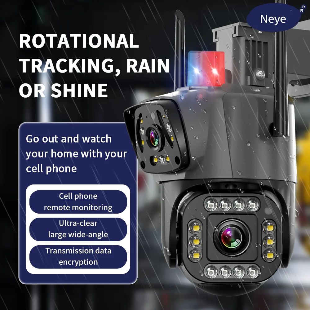 Neye K40 8MP/4K WiFi Intelligent Security Camera Outdoor Weather resistant Dual lens PTZ Camera Automatic Tracking CCTV Security