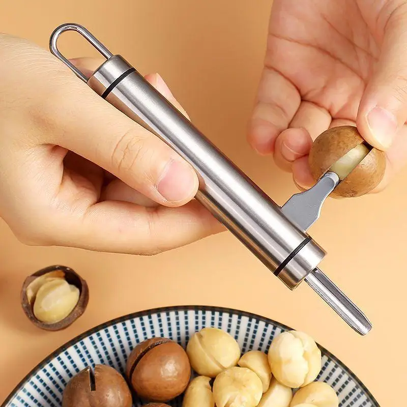 【B】Stainless Steel Mechanical 2 In 1 Manual Nut Cracker Sheller Walnut Nutcracker Fast Opener Kitchen Tools Fruits Vegetables