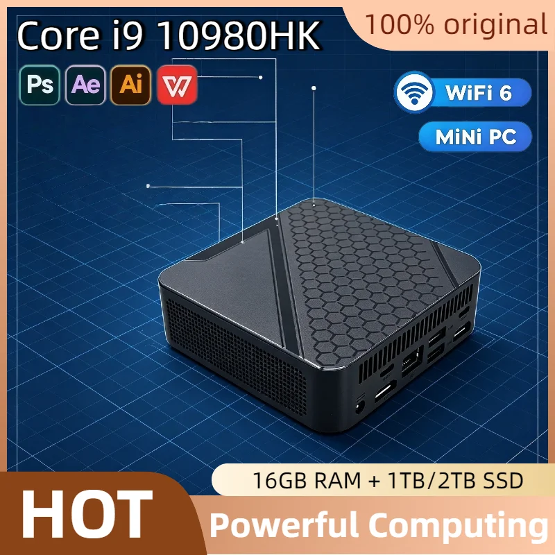 2026 인텔 코어 i9 10980HK 휴대용 미니 PC 16GB DDR4 M.2 NVMe SSD 트리플 4K WiFi6 저소음 쿨링 사무실 가정용 데스크탑 프로 울트라