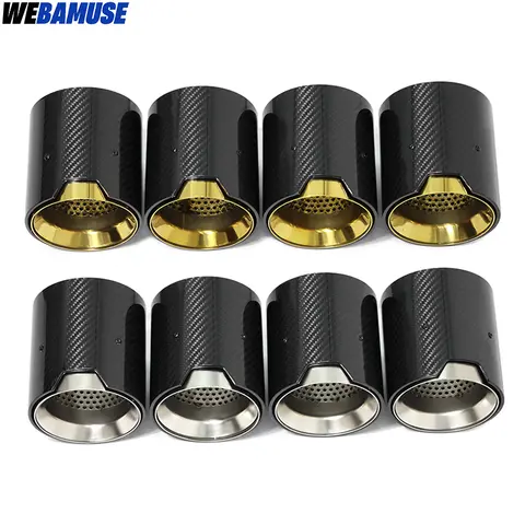 탄소 섬유 테일 파이프 M 퍼포먼스 머플러 깍지 배기 헤더, BMW M5 F90 용 배기 팁, 4 개