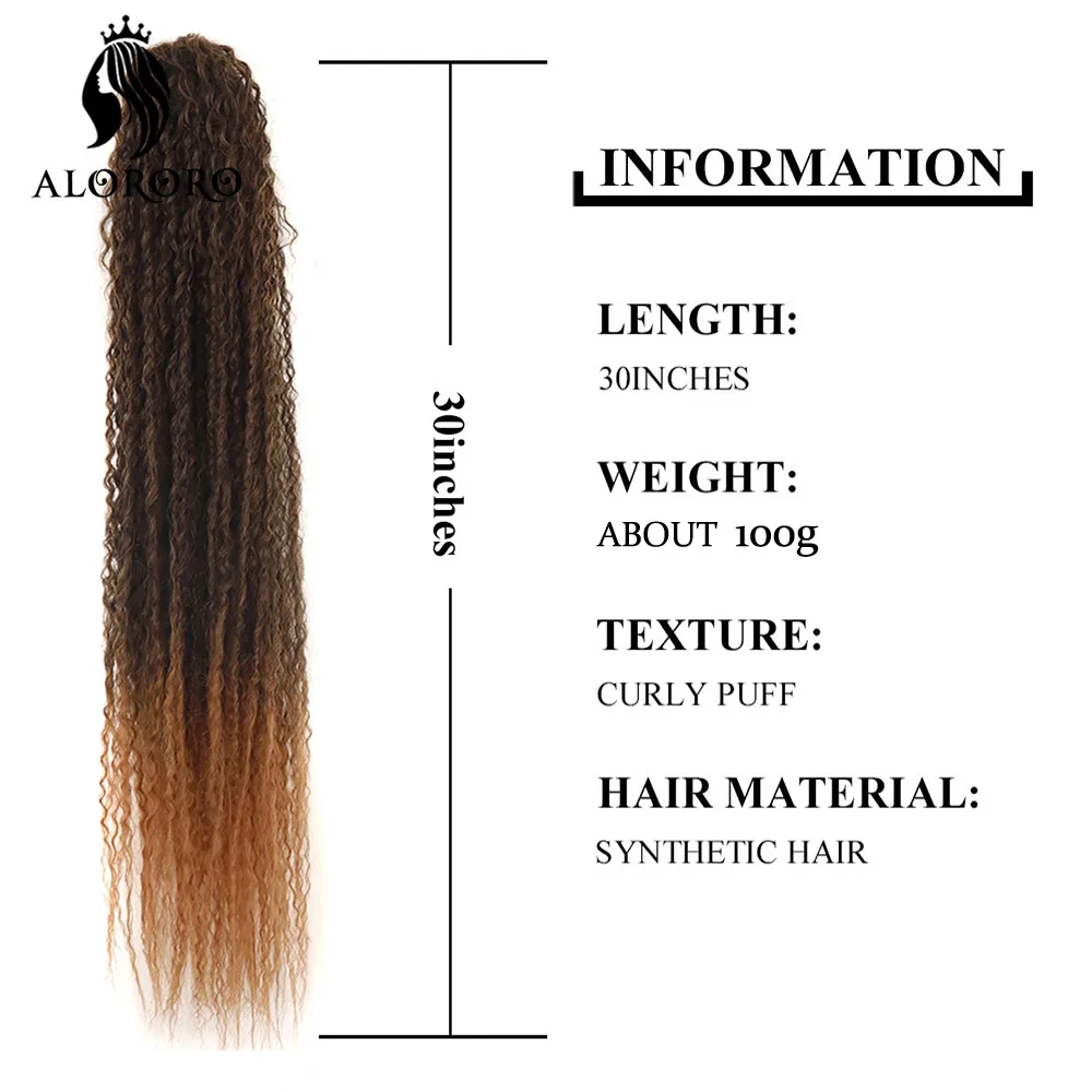 Alororo 30Inch Synthetic Hair Fiber Long Wavy Hair Ponytail Extensions Fake Hair Chip-In Ombre Heat Resistant Curly Pony Tail