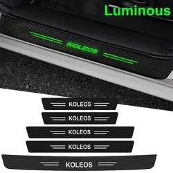 Luminous Carbon Fiber Car Door Threshold Sill Scuff Plate Decals for KOLEOS Logo Protector Stickers Pedal Guards Strip