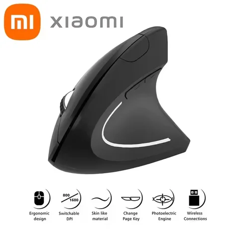 Xiaomi Wireless Bluetooth Vertical Mouse Rechargeable Personalised Side Grip Ergonomic 2.4G Mute Gaming PC Computer Mouse New