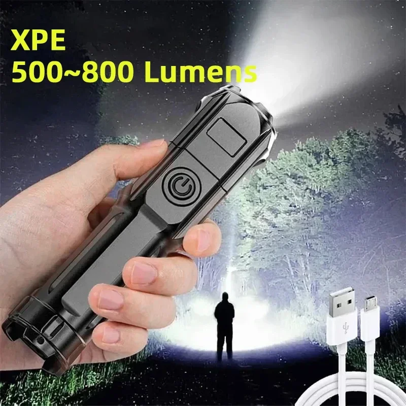 

LED Telescopic Zoom Strong Light Flashlight USB Charging Compact Portable Focused Long-range Portable Household Flashlight