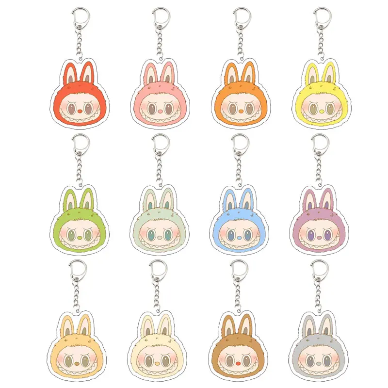 Labubu Charm Key Chain Key Ring Keychain for Accessories Bag Acrylic Labubu Keyring Chains Jewelry Student Fans Gifts