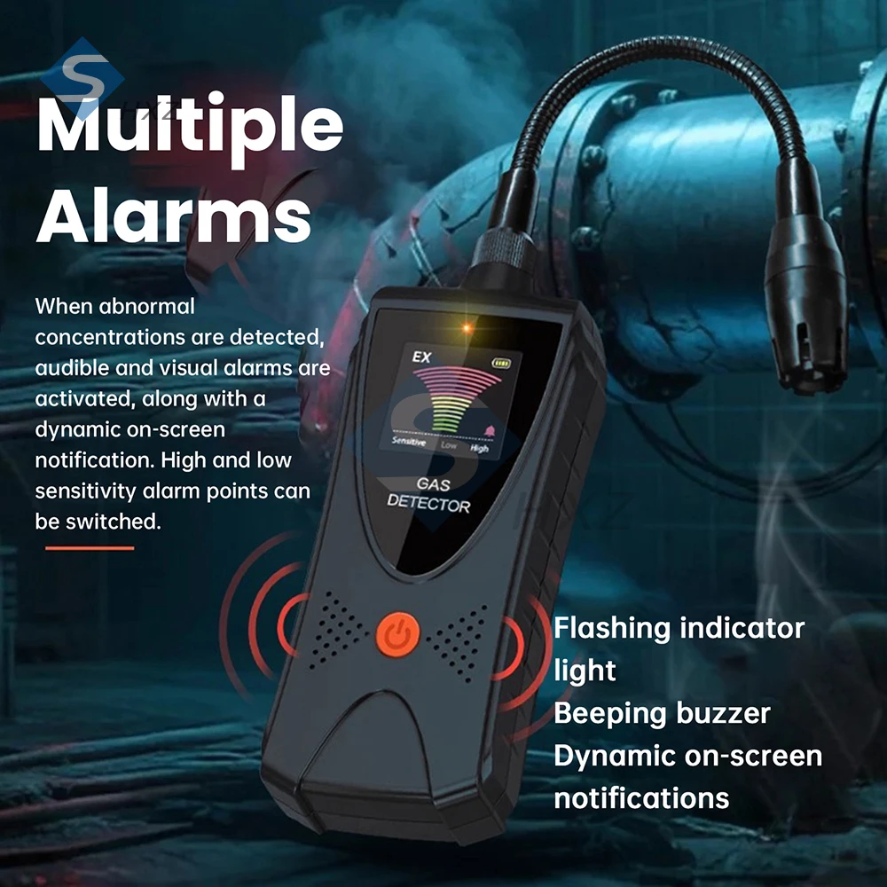 Professional Combustible Gas Leak Detector Color LCD Display Sound-Light Alarm Home/Industrial Use for Methane LPG Natural Gas