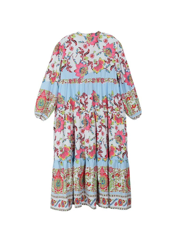 Novedad de verano de talla grande 2025, vestidos largos informales con cuello en V estampados para mujer, estilo informal para ir al trabajo a la moda