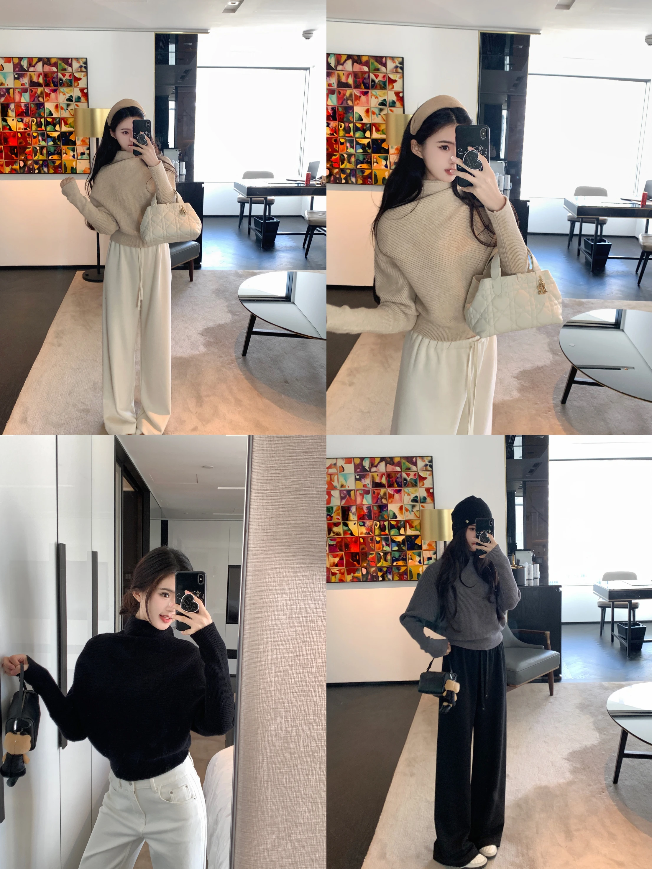 

Famouswang 2025 Осенняя новинка: Уникальный свитер-кардиган с рукавами «летучая мышь» для женщин, повседневный, свободного кроя, комфортный, вязаный, O...