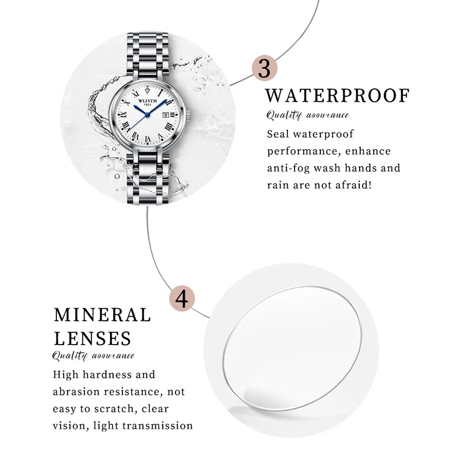 WLISTH Brand Women Watches Stainless Steel Modern Hand Clock Female Gifts Luminous Waterproof Ladies Wristwatches for Women view 5
