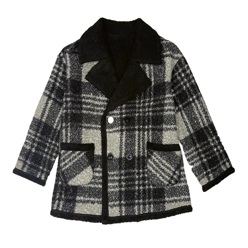 

Новинка 2023 года, женское шерстяное пальто на флисовой подкладке, утепленный двубортный шерстяной пиджак, свободная теплая осенне-зимняя куртка, топ