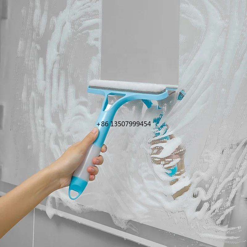 

Realida 3 in 1 Squeegee Window Cleaner Double Sided With Spray Bottle and Brush for Home Glass Water Dust Removal